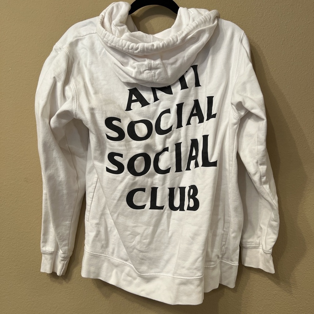 Anti social social club masochism zip up hoodie jacket white size s